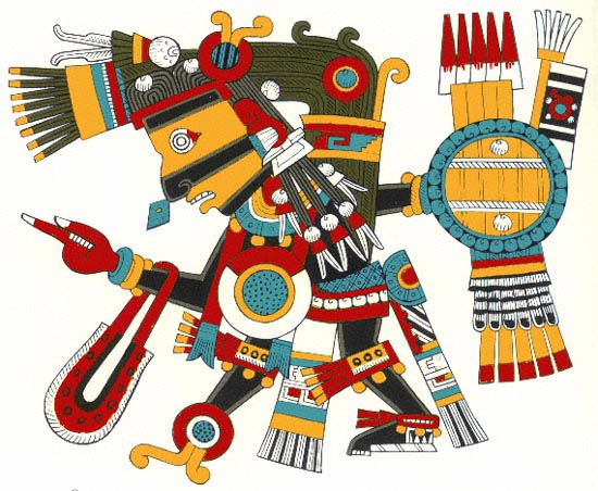 Tezcatlipoca representado en el Codex Borgia, dios patron del nahualismo