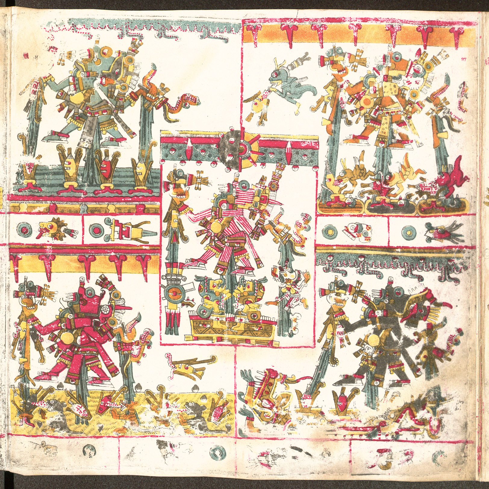 Page from the Codex Borgia depicting pre-Hispanic supernatural beings